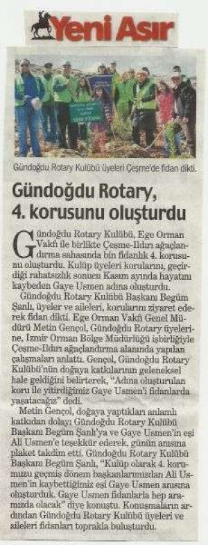 Gündoğdu Rotary 4. Korusunu Oluşturdu